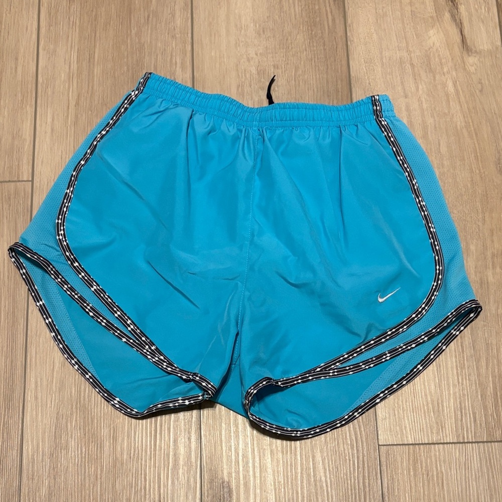 Nike Women's Blue Athletic Shorts with Black Trim